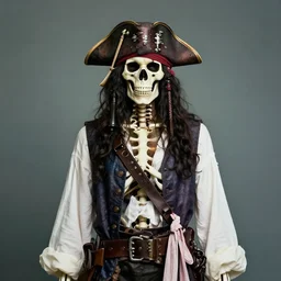 perfectly centered portrait, skeleton pirate