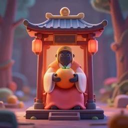 shrine for fruit gods. award - winning 3 d cartoon by an indie studio, heavily stylized, rimlighting, depth of field, limited palette, impressionism, chiaroscuro, bokeh.