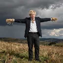 boris johnson as a scarecrow, detailed
