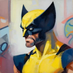 greg manchess portrait painting of wolverine, medium shot, asymmetrical, profile picture, organic painting, sunny day, matte painting, bold shapes, hard edges, street art, trending on artstation, by huang guangjian and gil elvgren and sachin teng