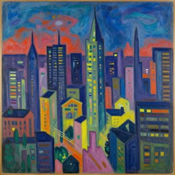 cyberpunk cityscape by matisse, rembrandt, paul lehr
