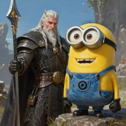 aragorn mixed with minion, hyper realistic painting, 4 k octane render