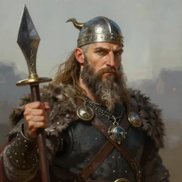 An epic digital painting art of a portrait of a Viking in the style of Afshar Petros, trending on ArtStation