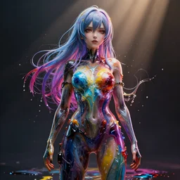 photorealistic dramatic liquids anime girl render, full body, detailed face, colorful, atmosphere cinematic, by wlop, by ilyu kuvshinov, soft shadows, be concept art, super detailed, unreal engine 5, octane render, vfx, houdini, 8 k, super realistic, ufotable studio art style, global illumination, trending in pixiv, dramatic color, ray tracing, god rays, novel cover