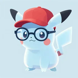 translucent cute pokemon like pet with wayfarer glasses and red baseball hat, fantasy digital art, studio ghibli, clean cel shaded vector art, style artstation, style greg rutkowski, octane render, unreal engine 6, epic game graphics, fantasy, conceptual art, ray tracing