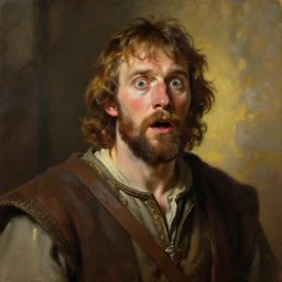 greg manchess oil matte portrait painting, shocked medieval peasant, all emotions, medieval, fantasy, wonderful masterpiece highly detailed, scifi, beautiful cinematic light deep focus, elegant, digital painting, smooth, sharp focus, golden ratio, dramatic illumination, ultra realistic, 4 k, art by greg rutkowski wlop rossdraws