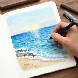 a beautiful plotter drawing of the sea