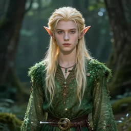 A male elf, forwards facing, centered, fair, fantasy concept art, beautiful, magical lighting, shimmers, nature, Artstation, instagram