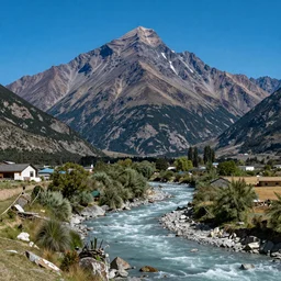 A large picturesque mountain with a river flowing between them by Felina Nicole Salvahan