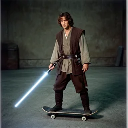 Tony Hawk as Anakin Skywalker, skateboard, lightsaber, 35mm photgraphy