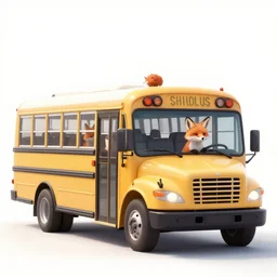 foxes riding a schoolbus