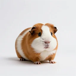 fluffy guinea pig, studio photography, full body, isolated on a pure white background, centered, entire subject in frame, sharp focus, soft studio lighting