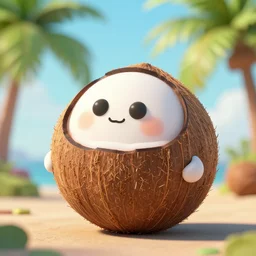 from the kokopalm family, coconut, coconut, cartoon, cartoon, ultra realistic, unreal engine 5, depth of field, bokeh, octane render, 8 k hd,