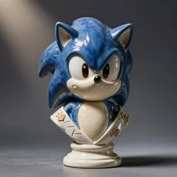 ceramic phrenology bust of sonic the hedgehog