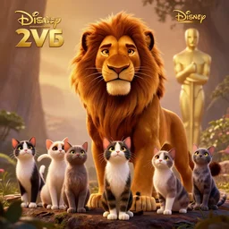 live action disney lion king movie with house cats, high detail 8k resulution, oscar award winning, cinematc lighting, anatomically correct