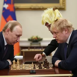 Boris Johnson and putin playing chess