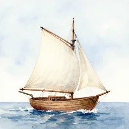 watercolor painting of boat with sail