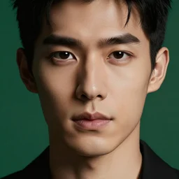 Men care products co,logo ,design, handsome man face ,super deatiled,black and green scheme , minimalist ,fashion ,clean,relax
