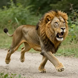 lion chasing a screaming bob ross