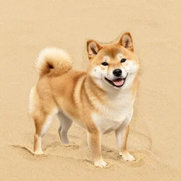 shiba inu dog ( doge ) made of sand