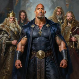 dwayne johnson as stunning male master wizard, highly detailed painting by gaston bussiere, craig mullins, j. c. leyendecker, 8 k