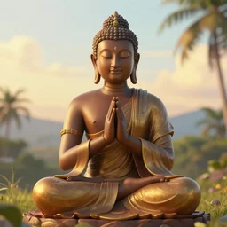 contented peaceful haitian!! bodhisattva, praying meditating, in a scenic environment, detailed, golden hour, realism, artstation trending, digital art