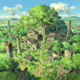 the only beautiful green in the ruined city, illustration concept art anime key visual trending pixiv fanbox by wlop and greg rutkowski and makoto shinkai and studio ghibli