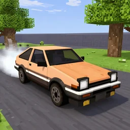 Toyota AE86 Trueno drifting in Minecraft mod, Minecraft modding
