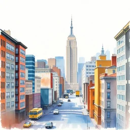 new york city, watercolor