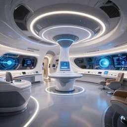 the interior of a modern family spacecraft, designed by zaha hadid