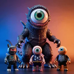 hyperrealistic rendering, epic demon kaiju by art of skinner and richard corben and zdzisław beksinski, eyeballs, product photography, action figure, sofubi, studio lighting, colored gels, colored background, xf iq 4, 1 5 0 mp, 5 0 mm, f 1. 4