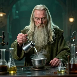 ! dream gandalf using a home - made laboratory to cook meth in breaking bad, super - resolution, fantasy rpg portrait, unreal engine 5, pathfinder, by beeple