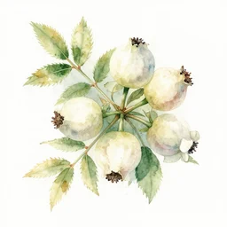 watercolor white rosehips
