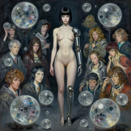 portrait full body girl with metal arm and legs cyberpunk hellraiser with crystall sphere everywhere painting by gaston bussiere, greg rutkowski, yoji shinkawa, yoshitaka amano, moebius, donato giancola, moebius, tim hildebrandt, oil on canvas, trending on artstation, featured on pixiv, cinematic composition, extreme detail