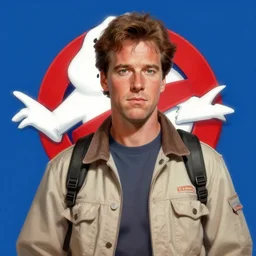 portrait of Rick Moranis in Ghostbusters (1984), highly detailed, centered, solid color background, digital painting, artstation, concept art, smooth, sharp focus, illustration, artgerm, donato giancola, Joseph Christian Leyendecker, Les Edwards, Ed Repka, WLOP