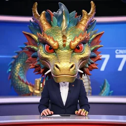 1 9 7 9 cnn news anchor played by a dragon. perfectly symmetrical face, highly detailed, masterpiece.