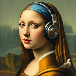 look she's wearing a set of nice overear headphones 🎧 a painting that looks like she's wearing overear headphones negative negative nope nope no no not no not no not but it's now mona lisa but she's wearing overear headphones on her head wearing overear headphones over her ears