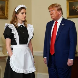 trump waring a maid's dress