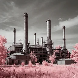 industrial architecture by albert bierstadt, infrared, archdaily, wallpaper, highly detailed, trending on artstation.