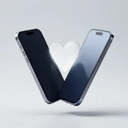 Two phones heart through the air. hi-res stock photography. 2 phones