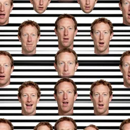 seamless looping design of mark zuckerberg's head on striped white and black background