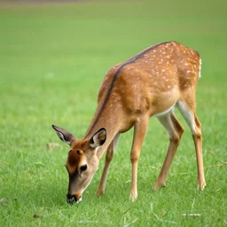 stock photo of a white tailed deer eating grass