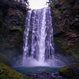 purple fjord waterfall ,highly detailed, 4k, HDR, award-winning, artstation, octane render