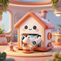 cute house robot making tea, highly detailed, hyperrealistic, artstation, cheerful, utopia, scifi, futuristic interior, art by ivan laliashvili and nicholas cort and eddie mendoza and edward denton