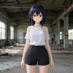 germany anime girl in an abandoned warehouse