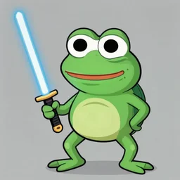 pepe the frog from star wars holding a light saber