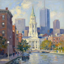 city of boston, painted by renoir, digital painting, 4 k