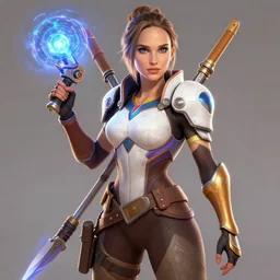 natalie portman as an overwatch character, digital art in the style of Mad Dog Jones