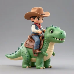 a portrait of a cowboy riding in a saddle on the back of a tiny green dinosaur, adorable and whimsical, fantasy, adorable, unreal engine, octane render, sharp focus, high contrast, matte painting, art by bob eggleton