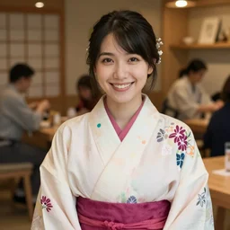 smiling spoon wearing a kimono